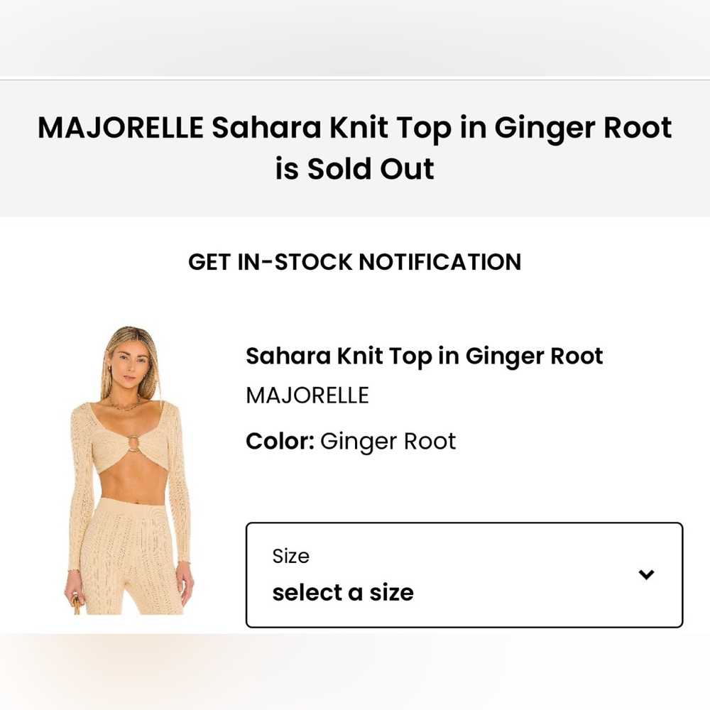 Revolve MAJORELLE Sahara Knit Top in Ginger Root is Sold Out